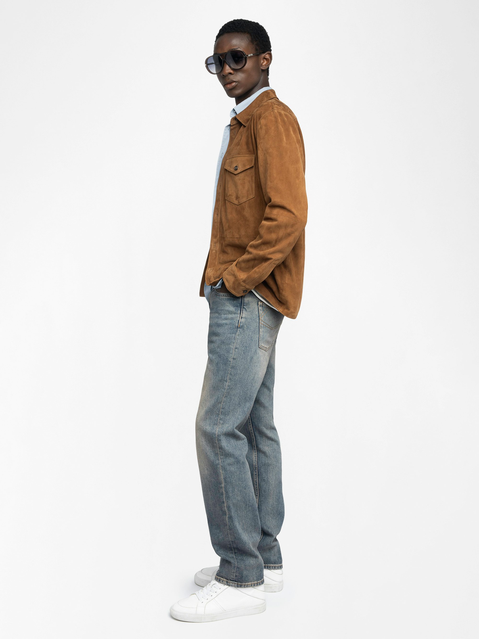 Sergy Suede Shirt - Lightweight suede shirt with flap pockets and button fastening.